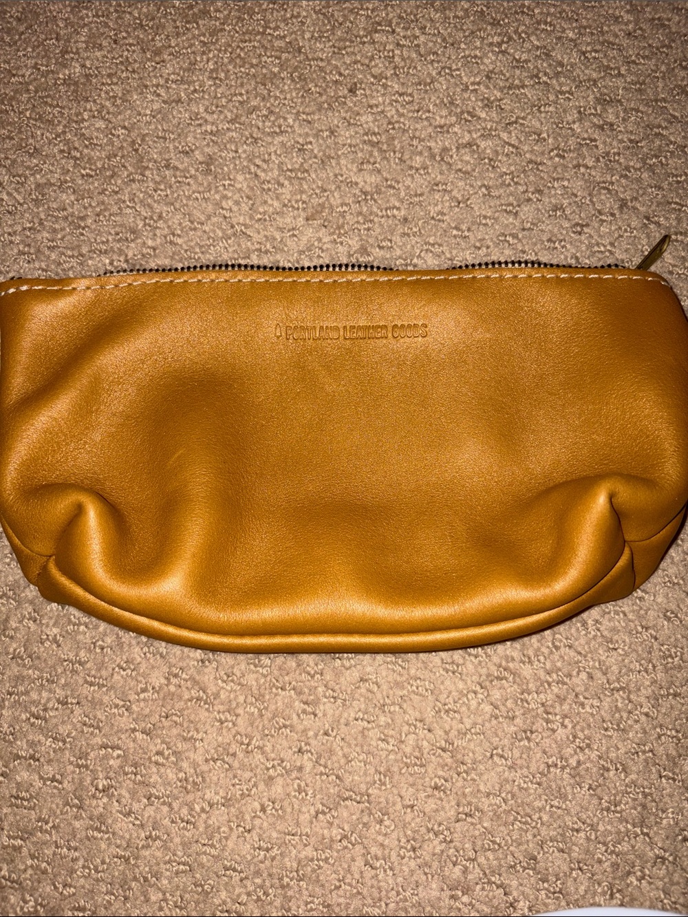 Genuine Leather Cosmetic Pouch in Camel